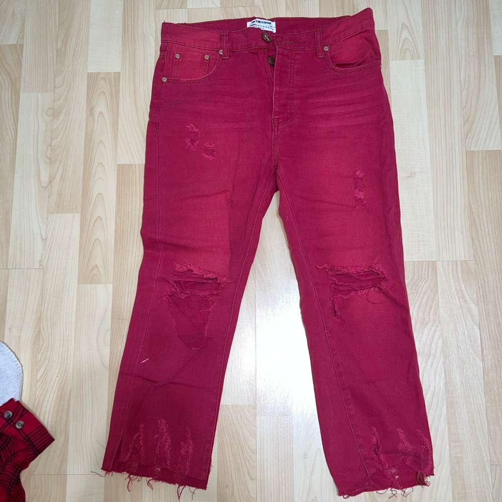 One Teaspoon Red Ripped Jeans
